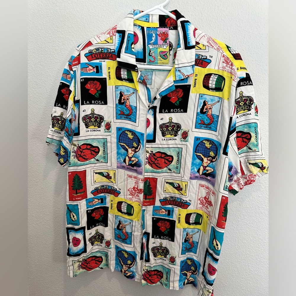 Forever 21 Loteria Don Clemente Camp Shirt, Size XL
